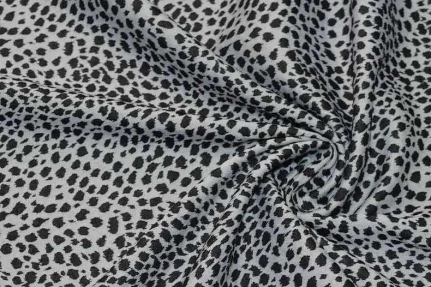 TESSUTO MISTO COTONE MACULATO STRETCH BIANCO/NERO