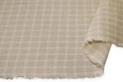 TESSUTO MISTO LINO EFFETTO TRAMA SCACCHETTO BEIGE