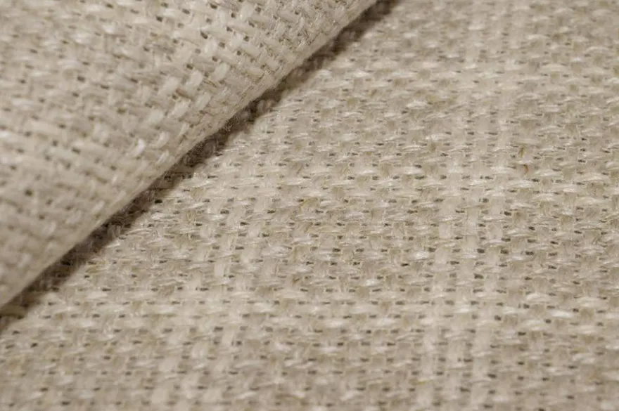 TESSUTO MISTO LINO EFFETTO TRAMA SCACCHETTO BEIGE