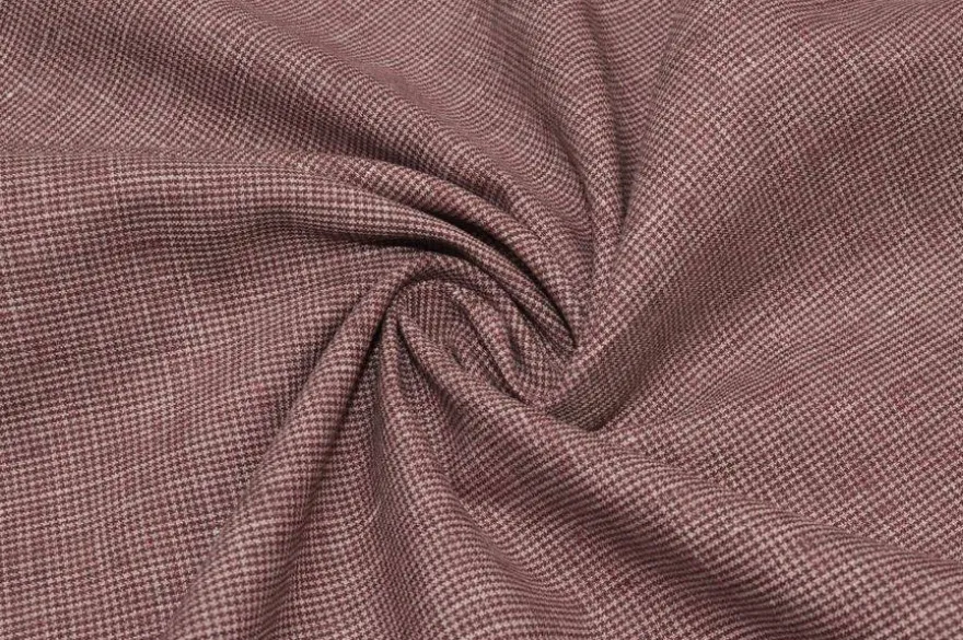 TESSUTO MISTO LINO LANA MICROFANTASIA BORDEAUX