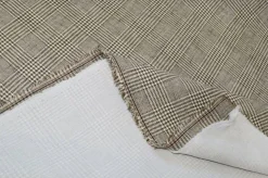 TESSUTO MISTO LINO PRINCIPE DI GALLES BEIGE ADESIVATO