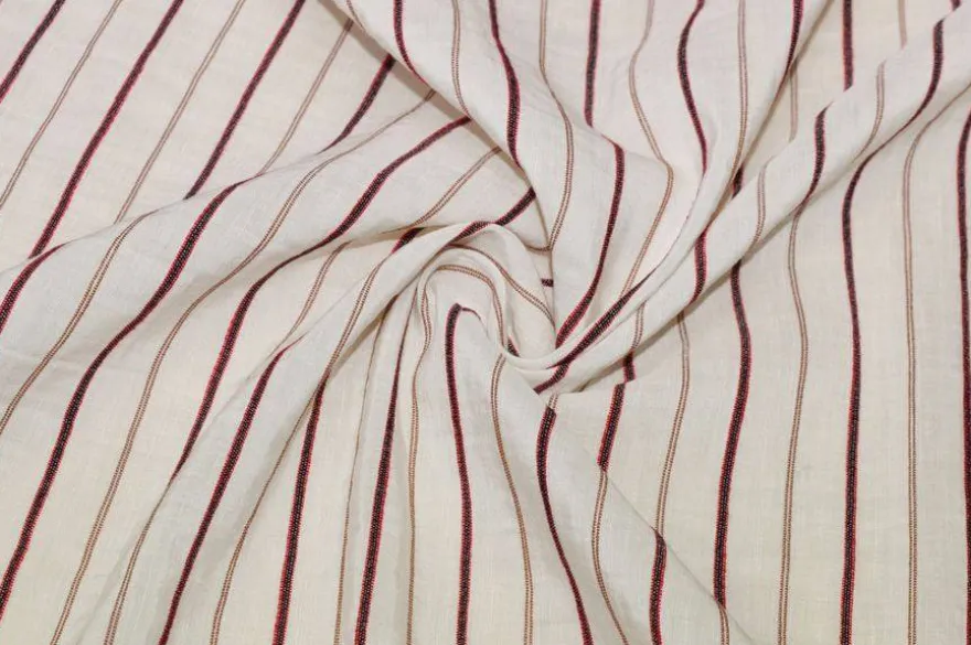 TESSUTO MISTO LINO RIGATO ROSSO