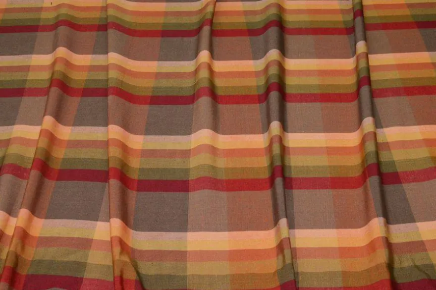 TESSUTO MISTO LINO SCACCO ARANCIO