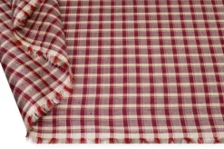 TESSUTO MISTO LINO STRETCH SCACCHETTO BORDEAUX