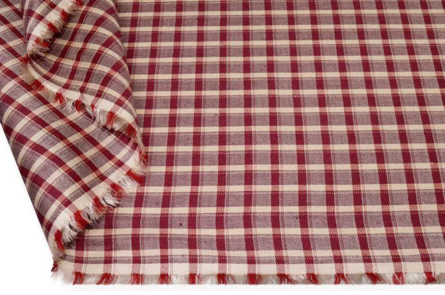TESSUTO MISTO LINO STRETCH SCACCHETTO BORDEAUX