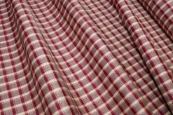 TESSUTO MISTO LINO STRETCH SCACCHETTO BORDEAUX