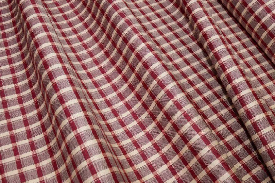 TESSUTO MISTO LINO STRETCH SCACCHETTO BORDEAUX