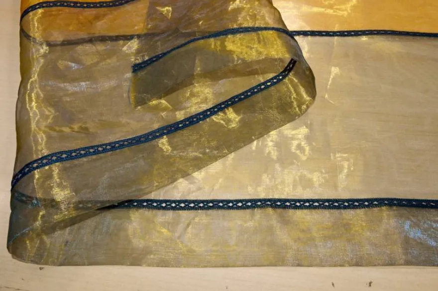 TESSUTO ORGANZA BICOLOR ORO/BLU
