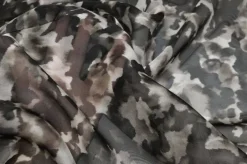 TESSUTO ORGANZA PURA SETA FANTASIA CAMOUFLAGE BIANCO NERO