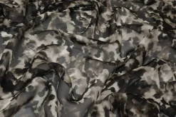 TESSUTO ORGANZA PURA SETA FANTASIA CAMOUFLAGE BIANCO NERO