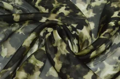 TESSUTO ORGANZA PURA SETA FANTASIA CAMOUFLAGE VERDE