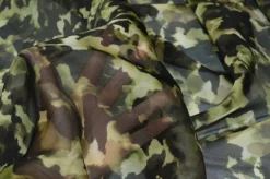TESSUTO ORGANZA PURA SETA FANTASIA CAMOUFLAGE VERDE