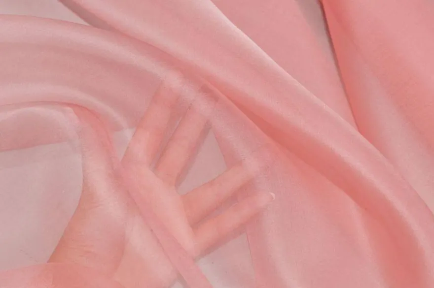 TESSUTO ORGANZA PURA SETA ROSA SALMONE