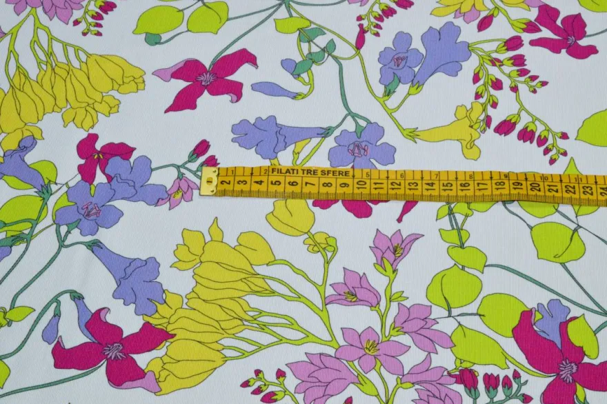 TESSUTO OTTOMAN FLOREALE FONDO BIANCO