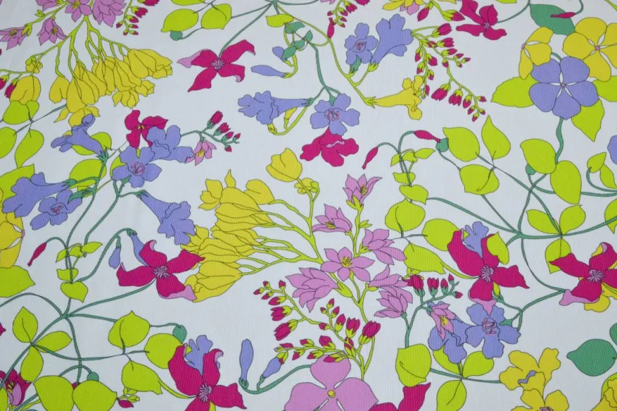 TESSUTO OTTOMAN FLOREALE FONDO BIANCO