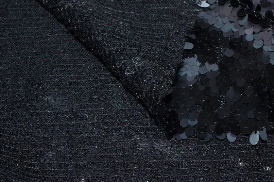TESSUTO PAILLETTES A GOCCIA NERO