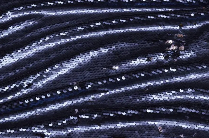 TESSUTO PAILLETTES CUCITE BLU ARGENTO