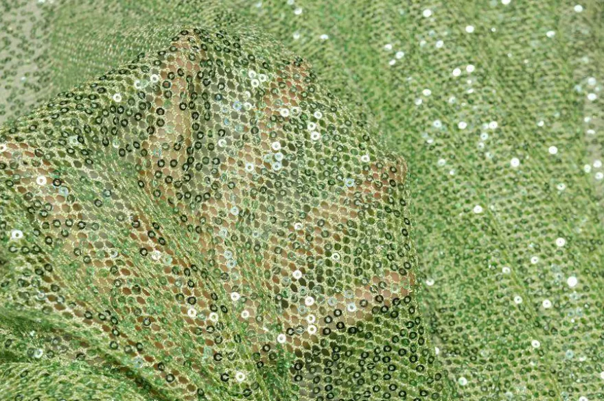 TESSUTO PAILLETTES VERDE MELA