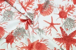 TESSUTO PANAMA PURO COTONE FANTASIA CORALLO ROSSO