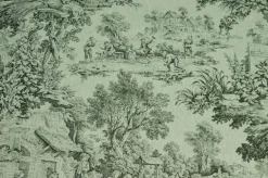TESSUTO PANAMA PURO COTONE TOILE DE JOUY FONDO SALVIA