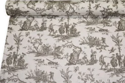 TESSUTO PANAMA PURO COTONE TOILE DE JOUY BEIGE DISEGNO GRANDE