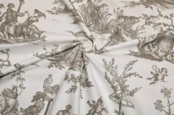 TESSUTO PANAMA PURO COTONE TOILE DE JOUY BEIGE DISEGNO GRANDE