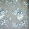 TESSUTO PANAMA PURO COTONE TOILE DE JOUY GRIGIO DISEGNO GIUNGLA
