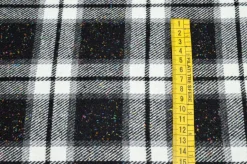 TESSUTO PESO GIACCA MISTO LANA SCACCO BIANCO NERO
