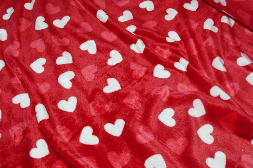 TESSUTO PILE CINIGLIATO CUORE ROSSO