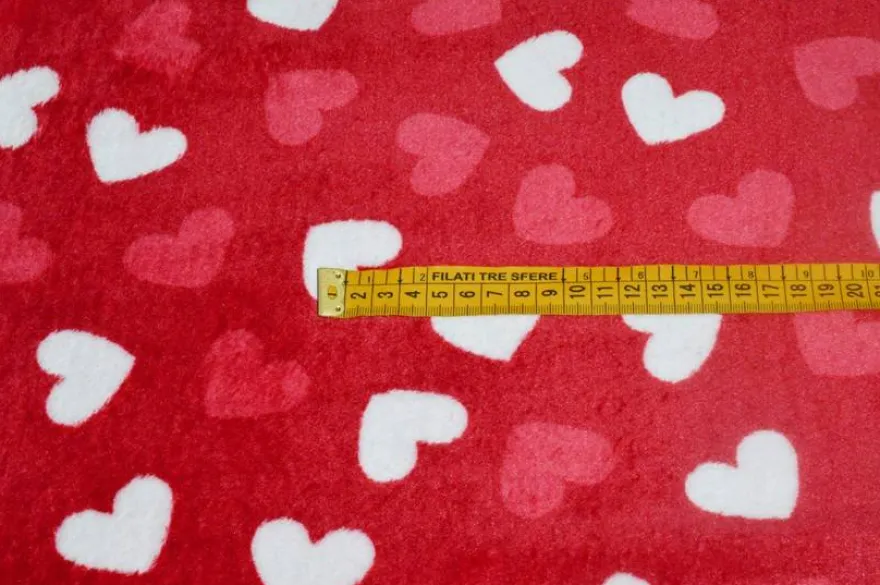 TESSUTO PILE CINIGLIATO CUORE ROSSO