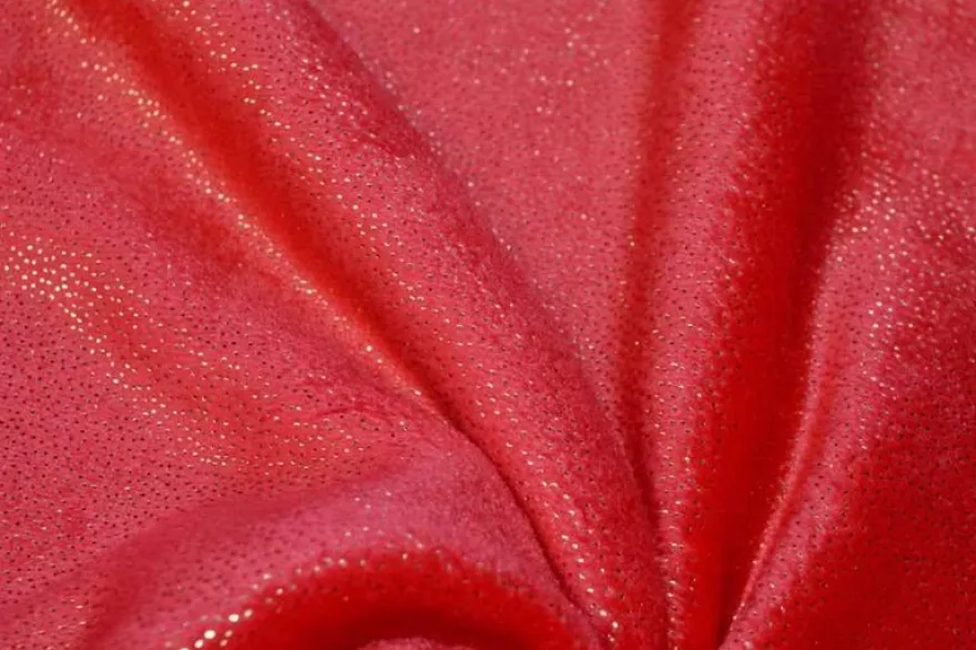 TESSUTO PILE CINIGLIATO ROSSO LUREX ORO