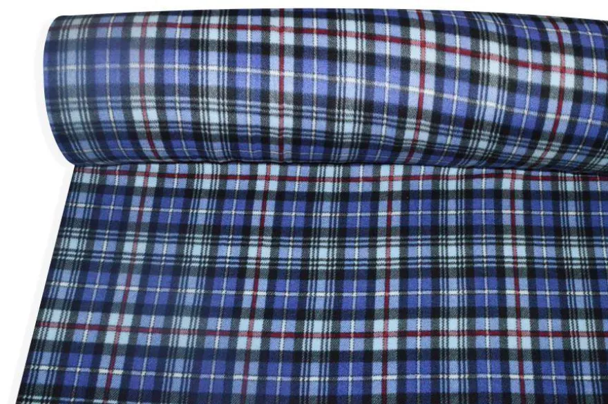 TESSUTO PILE SCACCO AZZURRO