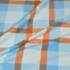 TESSUTO PILE SCACCO AZZURRO ARANCIO