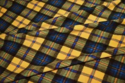TESSUTO PILE SCACCO GIALLO BLU