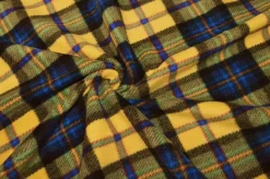 TESSUTO PILE SCACCO GIALLO BLU