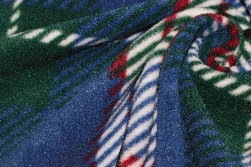TESSUTO PILE SCACCO VERDE BLU