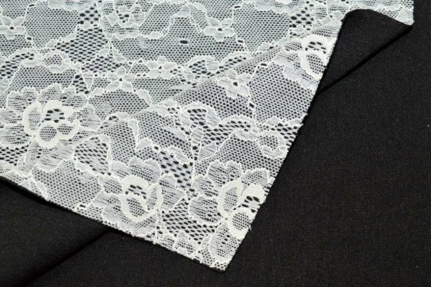 TESSUTO PIZZO JERSEY BIANCO E NERO