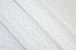 TESSUTO PIZZO SAN GALLO PURO COTONE RICAMO FIORELLINO BIANCO