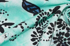 TESSUTO POPELINE PURO COTONE FANTASIA FIORE BLU