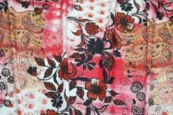 TESSUTO POPELINE PURO COTONE FANTASIA FIORE ROSSO