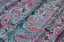 TESSUTO POPELINE PURO COTONE FANTASIA CASHMERE FUCSIA
