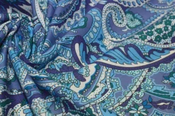 TESSUTO POPELINE PURO COTONE FANTASIA CASHMERE AZZURRO