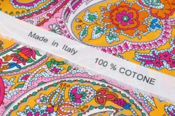 TESSUTO POPELINE PURO COTONE FANTASIA CASHMERE GIALLA