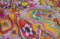 TESSUTO POPELINE PURO COTONE FANTASIA CASHMERE GIALLA