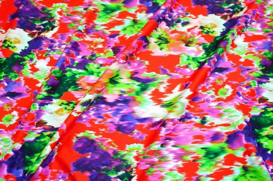 TESSUTO POPELIN PURO COTONE FANTASIA ASTRATTA MULTICOLOR LOGO MSGM