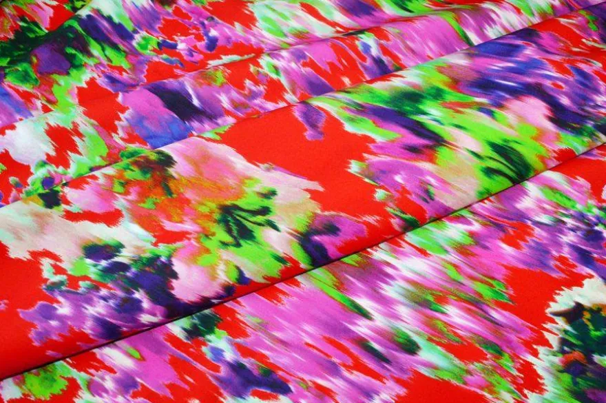 TESSUTO POPELIN PURO COTONE FANTASIA ASTRATTA MULTICOLOR LOGO MSGM