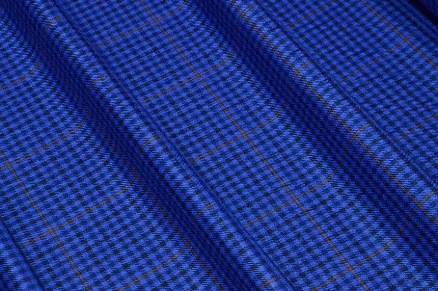 TESSUTO PRINCIPE DI GALLES MISTO LANA SETA AZZURRO