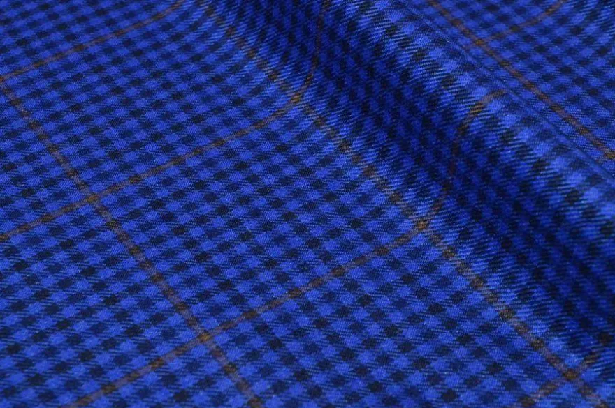 TESSUTO PRINCIPE DI GALLES MISTO LANA SETA AZZURRO