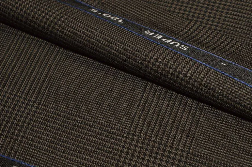 TESSUTO PRINCIPE DI GALLES PURA LANA SUPER 120'S MARRONE