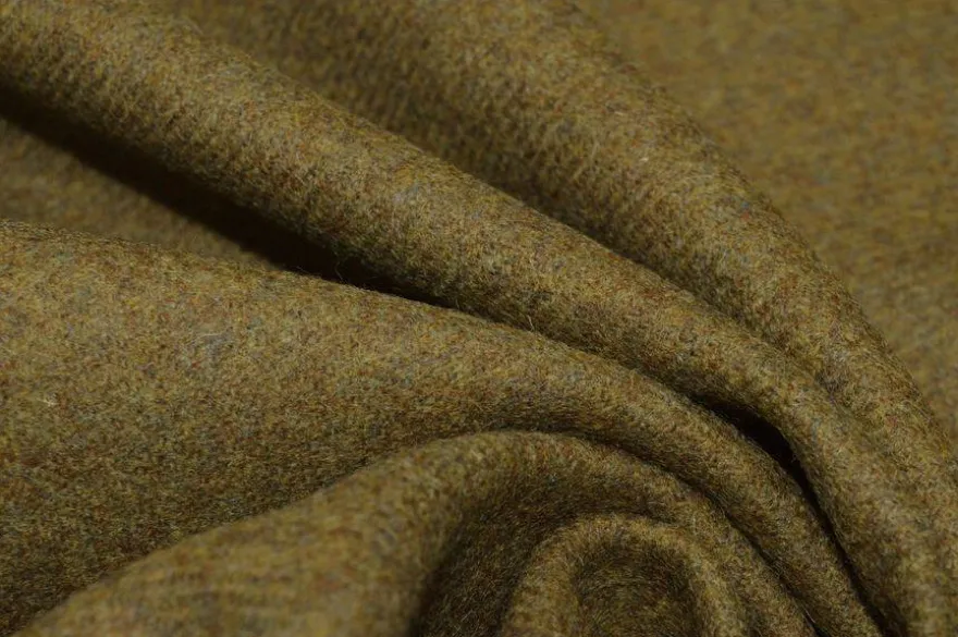 TESSUTO PURA LANA EFFETTO SHETLAND VERDE MELANGE